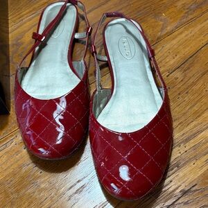 Talbots  Red Patent Quilted Slingback Flats Bravo chili red 9.5